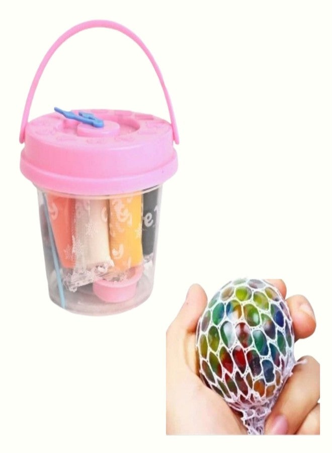 Kalra Magic® Clay Mini Bucket Set with Mesh Stress Ball Creative DIY Fun Kit for Kids | Soft Modeling Clay & Squeeze Ball Combo for Play, Fun, Stress Relief & Craft Activities - Image 1